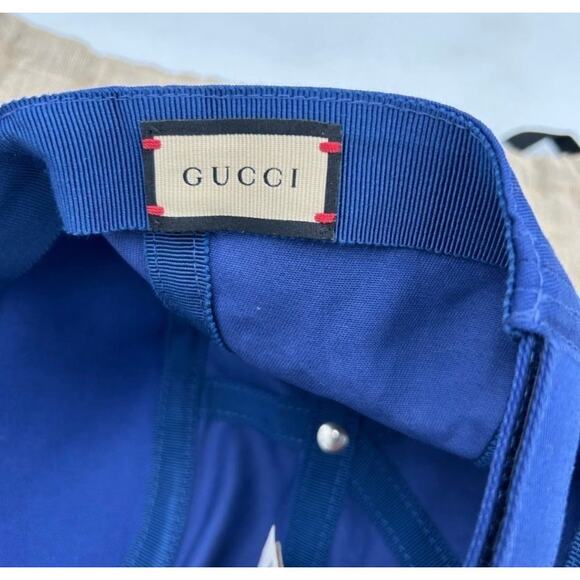 Women\'s Gucci GG blue/yellow baseball hat size small adjustable made in Italy main image 5